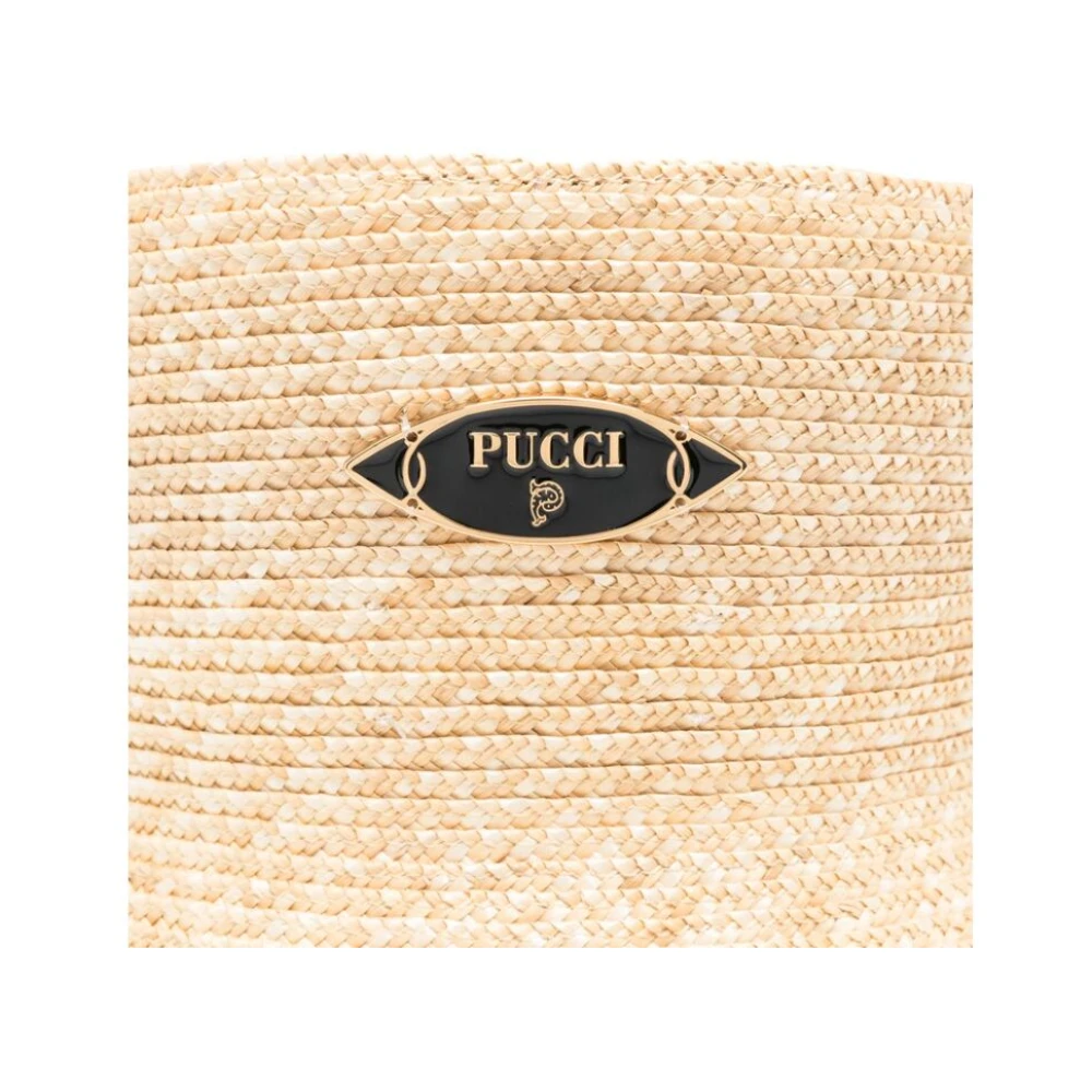 EMILIO PUCCI Stro Trekkoordtas met Bikini Motief Beige Dames