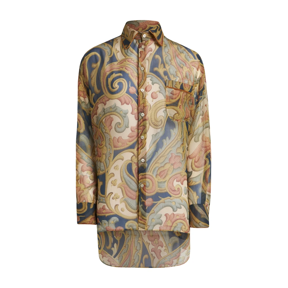 ETRO Blauwe Paisley Print Zijden Overhemd Multicolor Dames