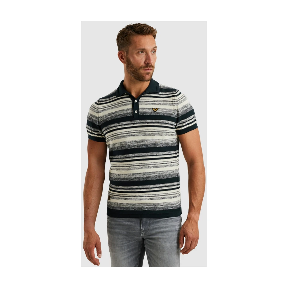PME Legend Katoen Slub Grad Korte Mouw Polo Blue Heren