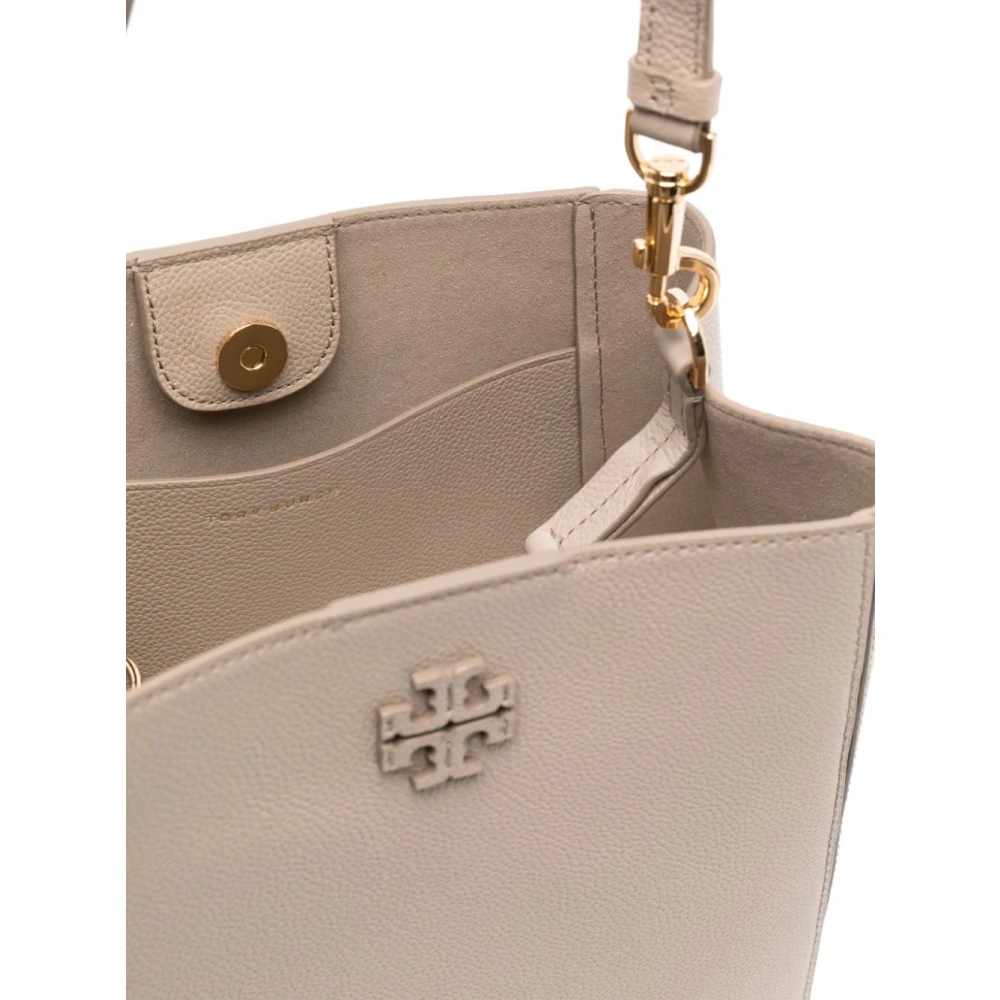 TORY BURCH Grained Leather Shoulder Bag Beige Dames