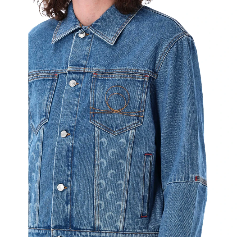Marine Serre Maan Denim Jack Blue Heren