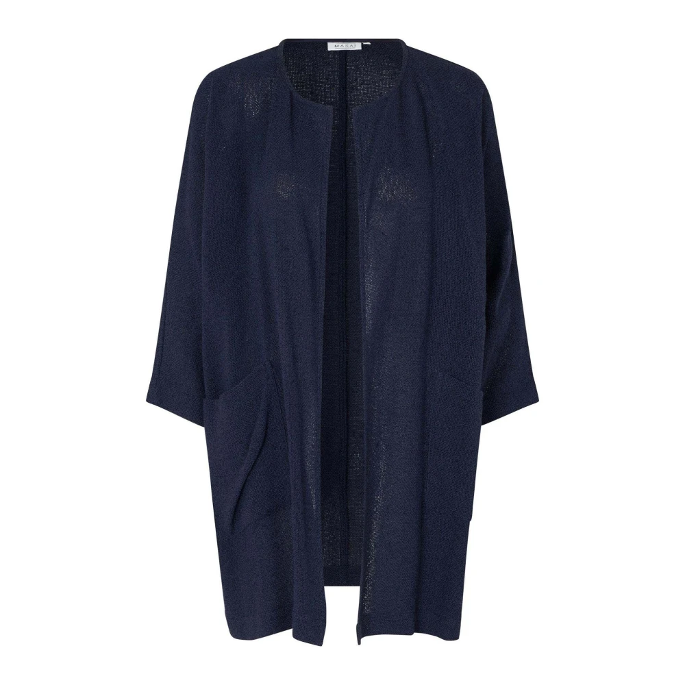 Masai Women's Blue Navy Open Jacket With 3/4 Sleeves - Cardigans - Xl - Knitwear