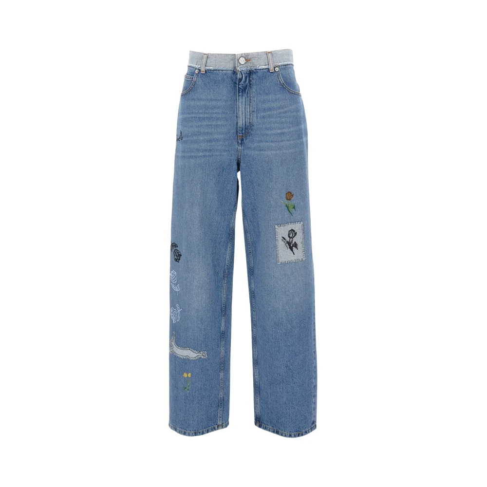 Marni Women's Blue Embroidered Denim Jeans