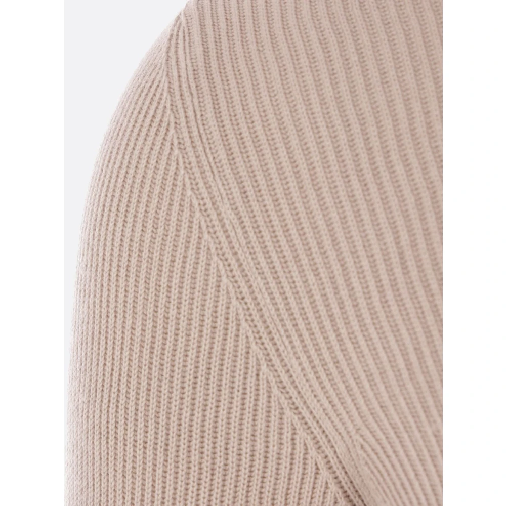BRUNELLO CUCINELLI Beige Katoenen Geribbelde Poloshirt Beige Heren