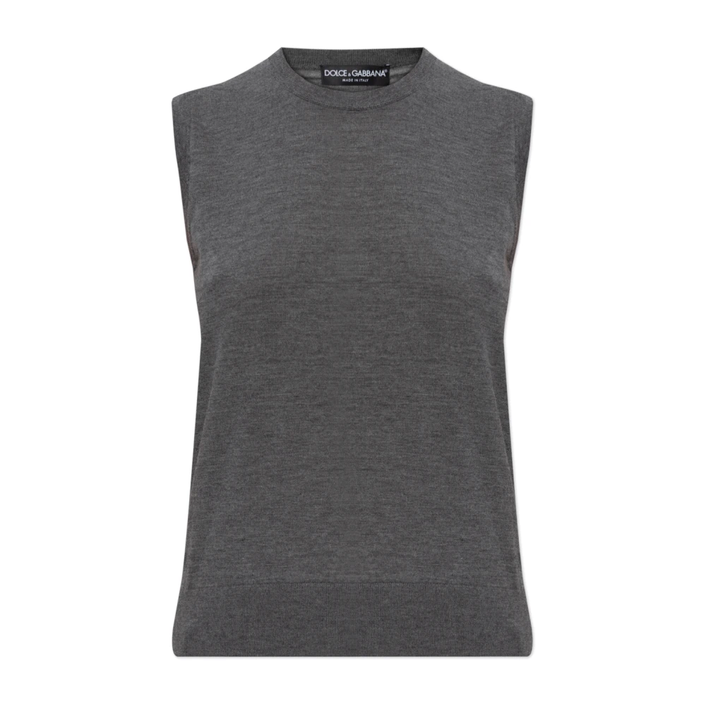 Dolce & Gabbana Women's Gray Cashmere Vest - Cashmere Knitwear - M - Knitwear