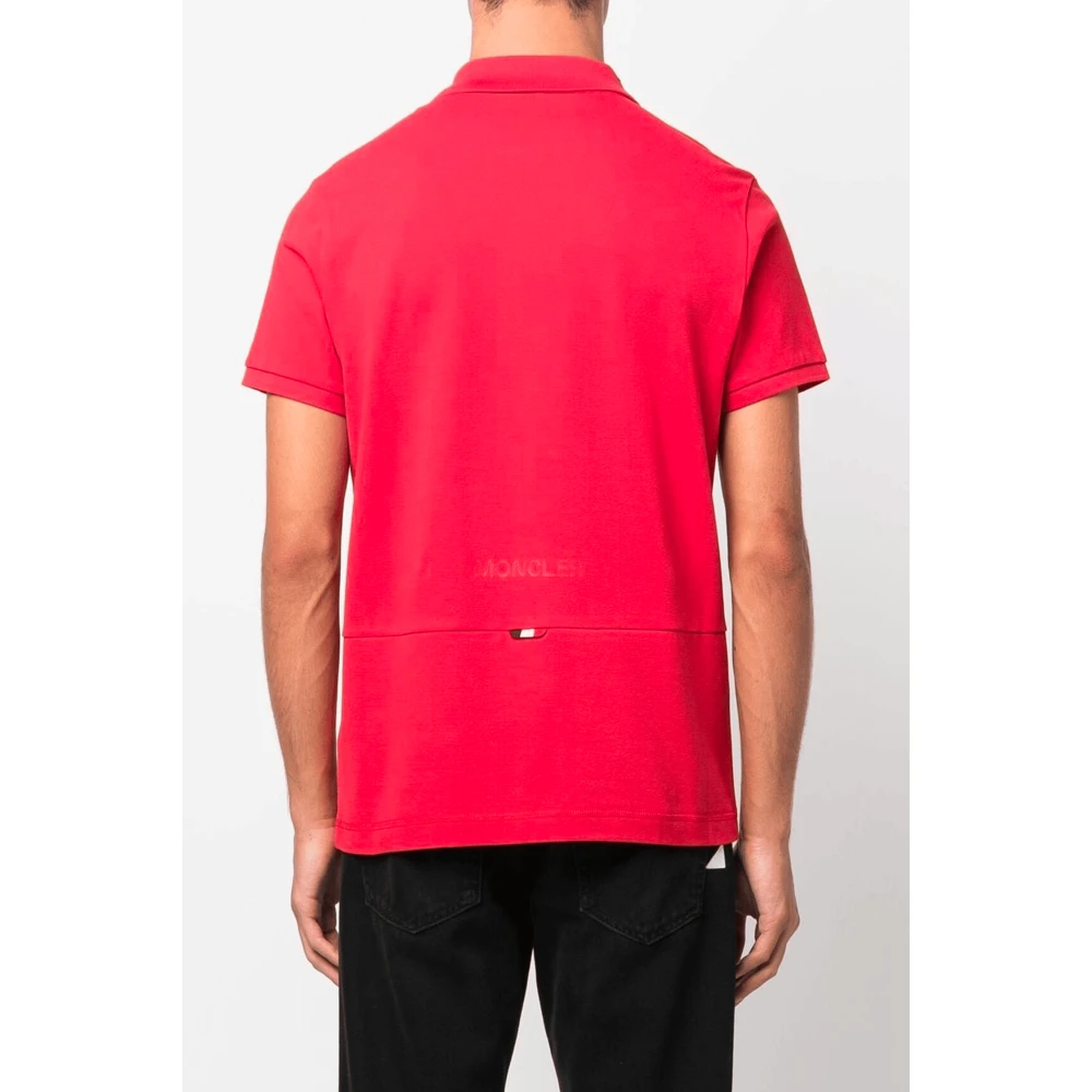 Moncler Rode Katoenen Poloshirt Red Heren