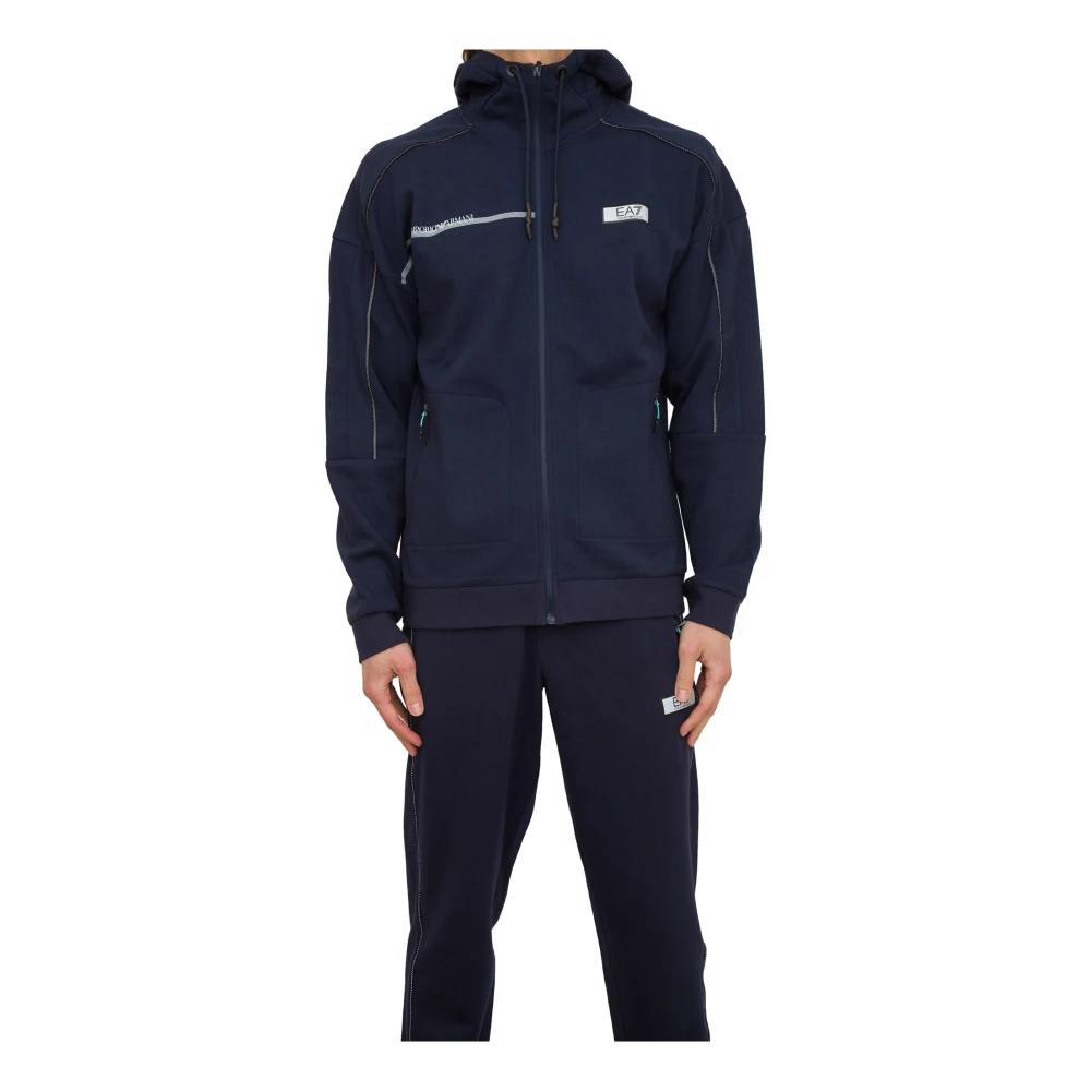 Emporio Armani Ea7 Men's Blue Zip-Throughs,, Sweatshirt Casual Style Small