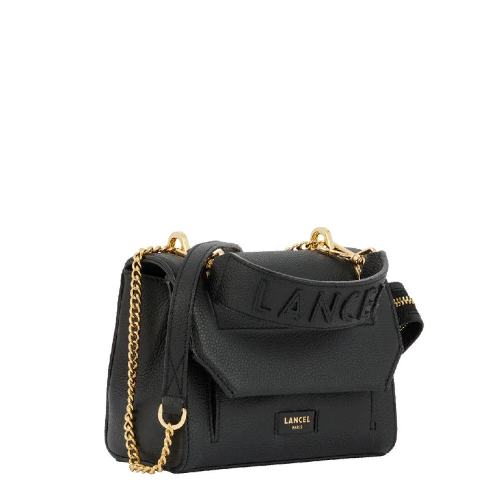 Lancel Stijlvolle Zwarte Leren Schoudertas Black Dames