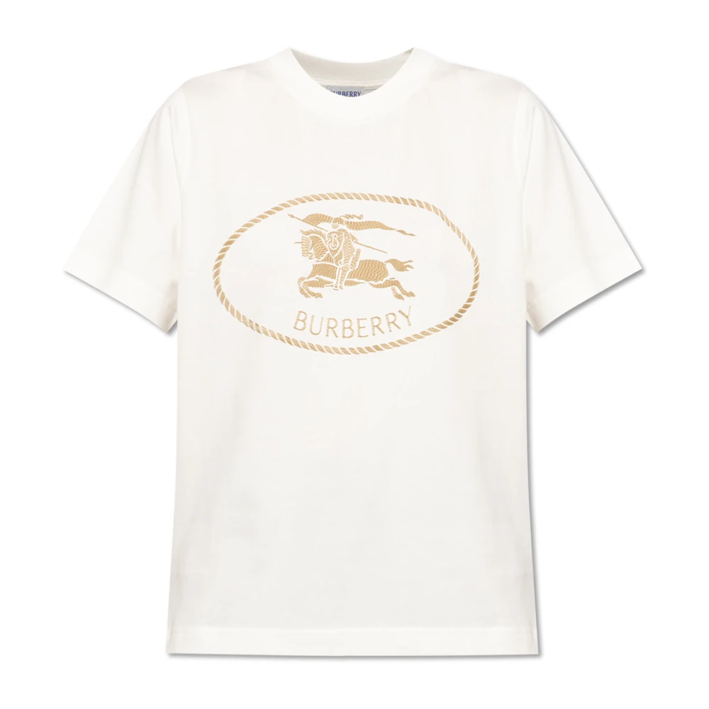 Burberry Women's Beige T-Shirts, Xs, T-Shirt With Logo