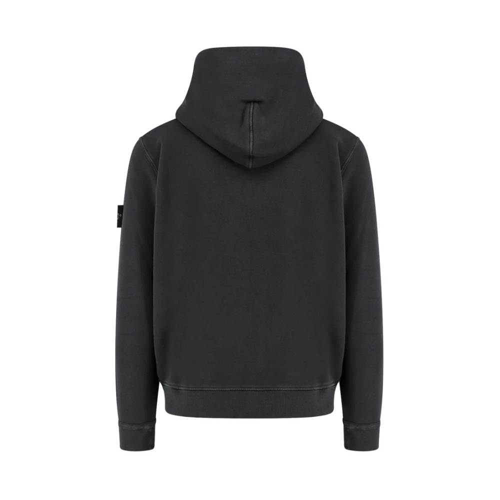 Stone Island Logo Patch Katoenen Hoodie Gray Heren