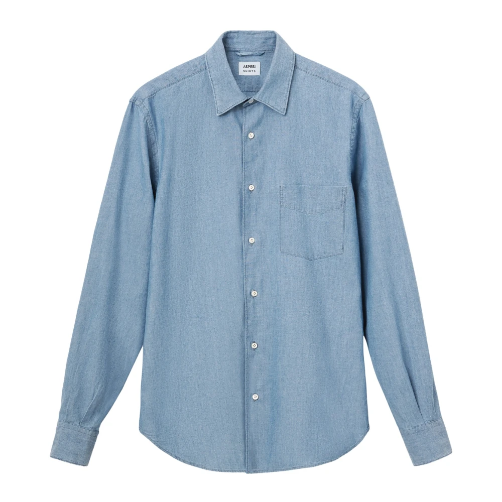 Aspesi Men's Blue Japanese Cotton Chambray Shirt - Casual Shirts - M - Shirts
