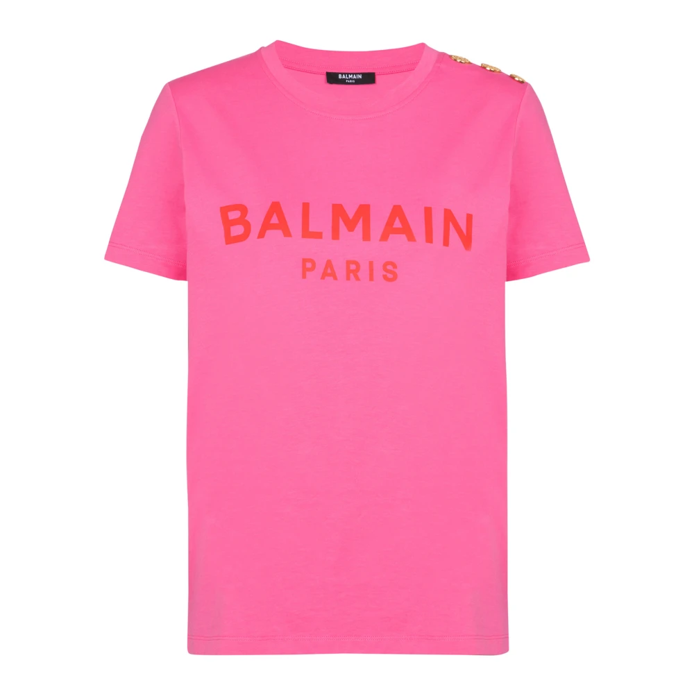 Balmain T-shirt med Paris-tryck Pink, Dam