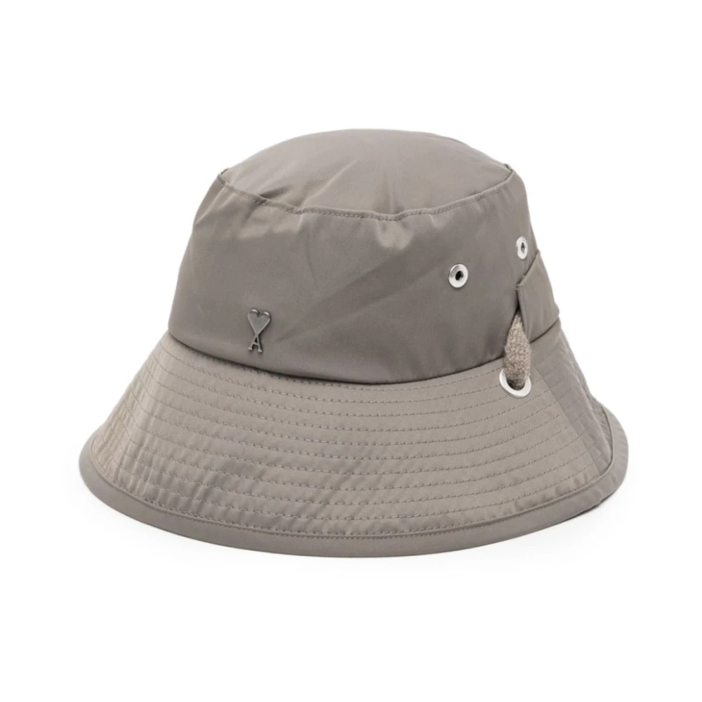 Ami Paris Taupe Logo Bucket Hat Gray Heren