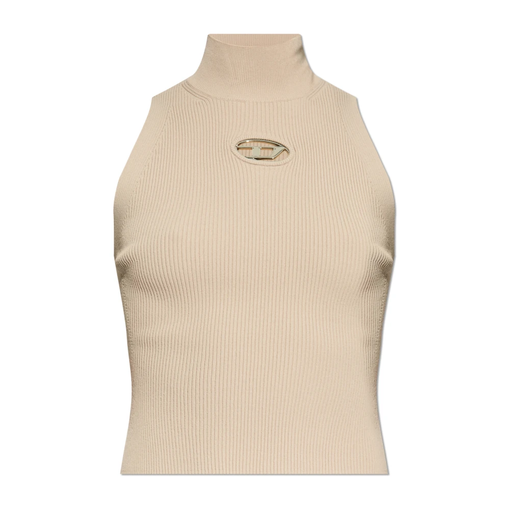 Diesel Top met logo Beige Dames