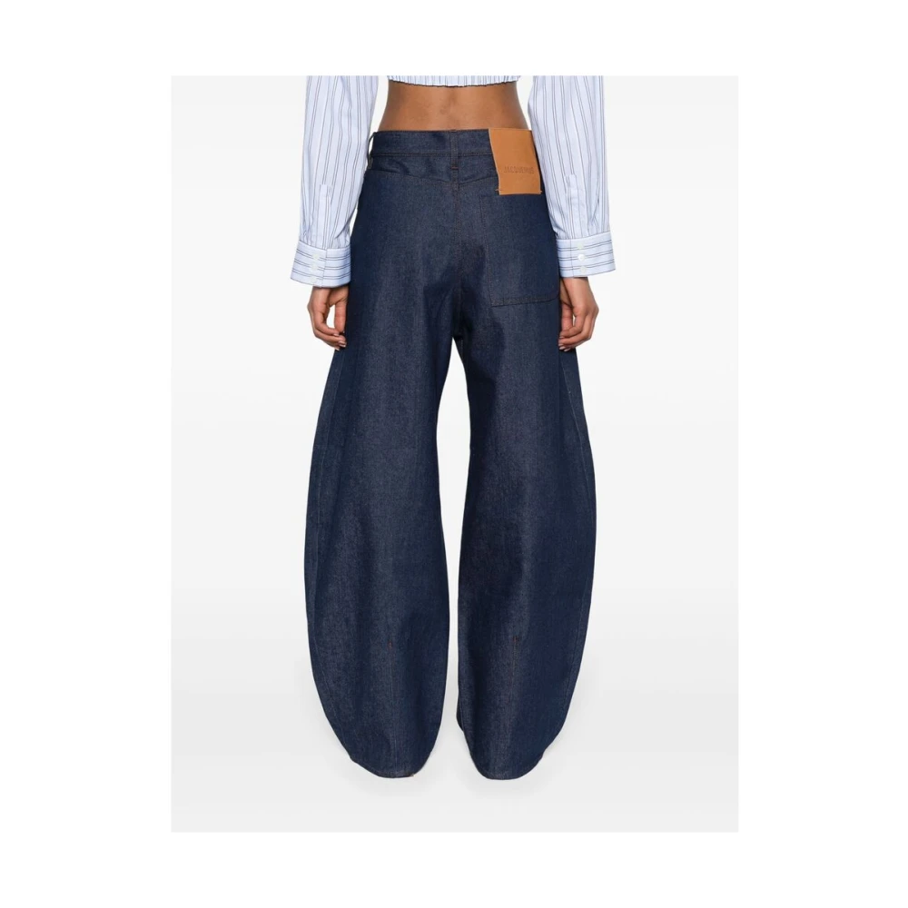 Jacquemus Donkerblauwe Denim Wide Leg Jeans Blue Dames