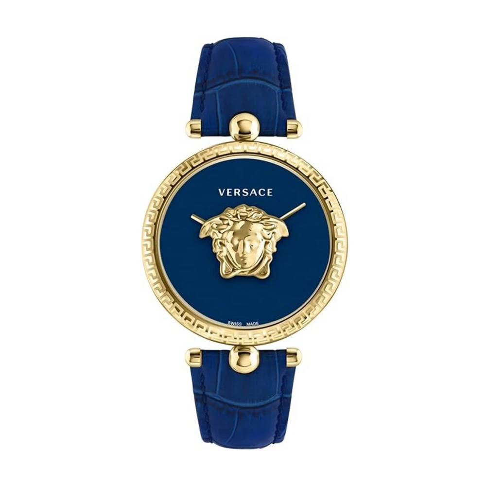 Versace Women's Yellow Palazzo Blue Gold Leather Watch - Watches - One Size - Accessories