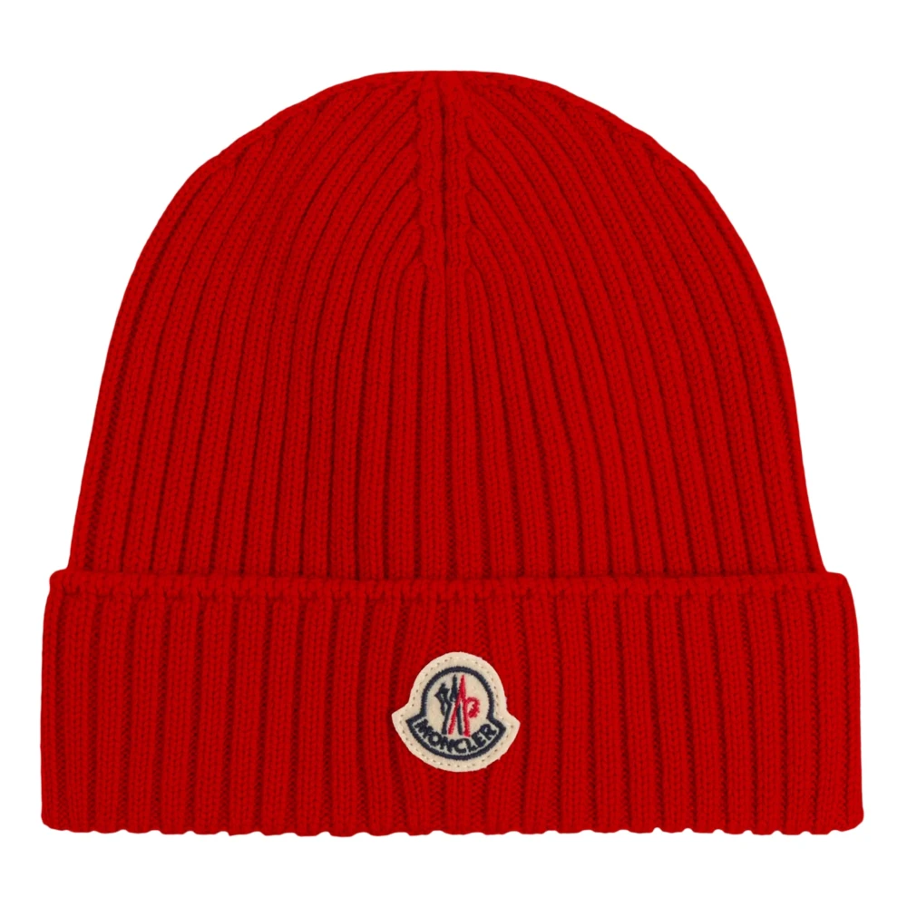 Moncler Men's Red Wool Knit Beanie Hat