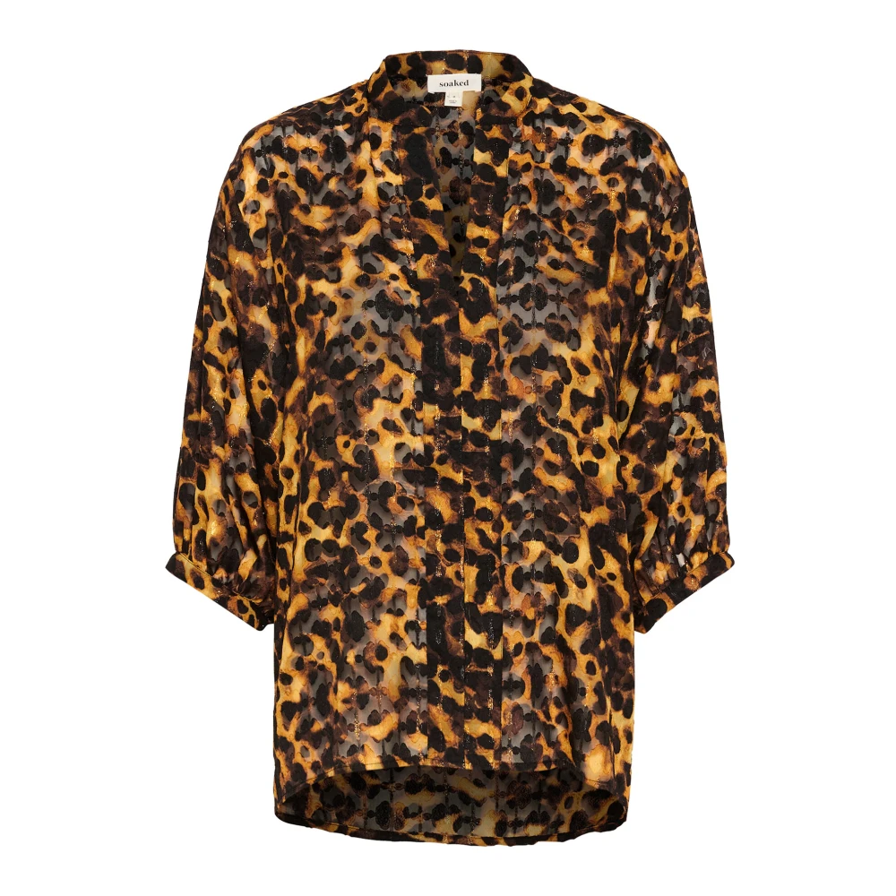 Soaked in Luxury Blouse met schildpadprint en 3 4 mouwen Brown Dames