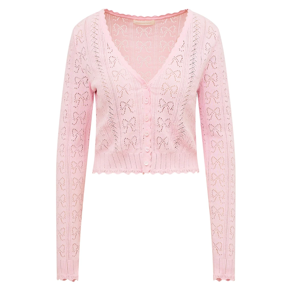 Petra Bow Pointelle Cardigan - Ballerina Pink