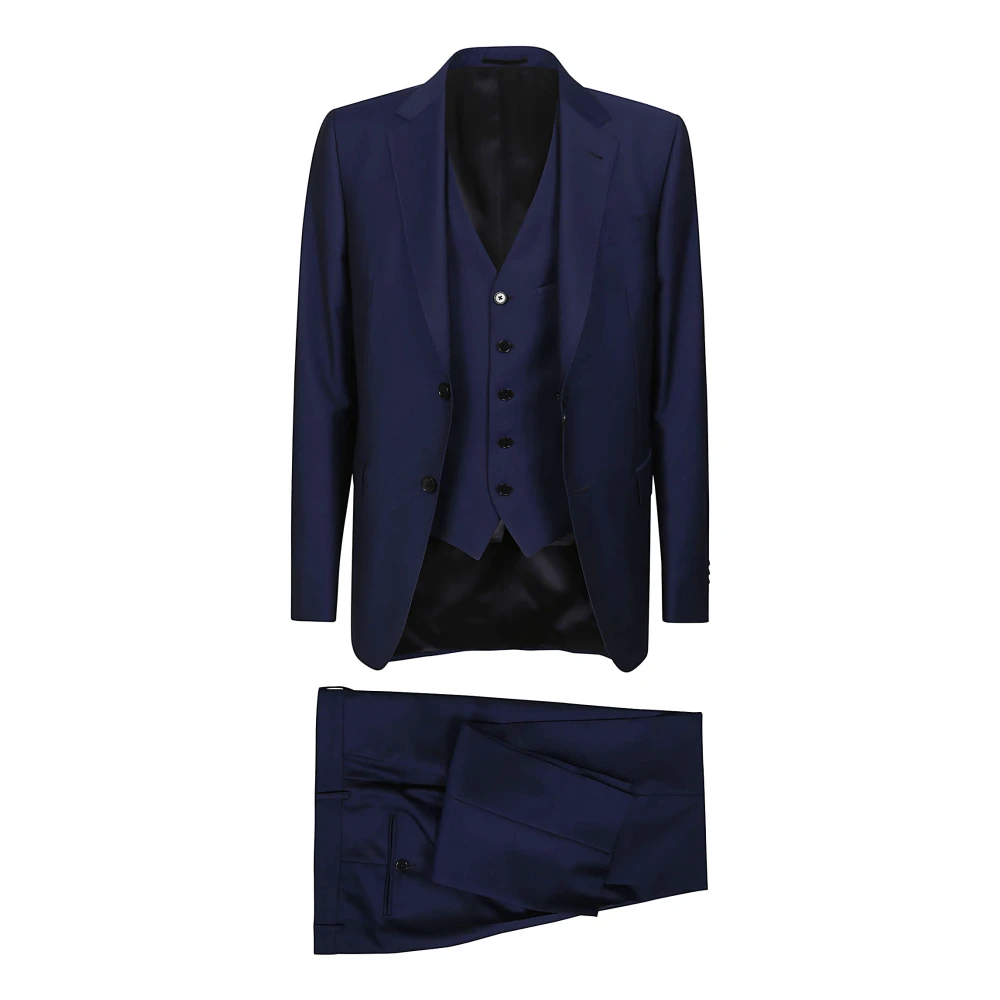 Z Zegna Single Breasted Suits Blue Heren