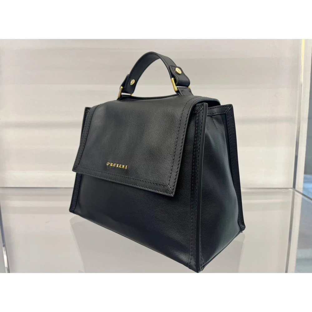 Orciani Zachte Leren Tas Black Dames