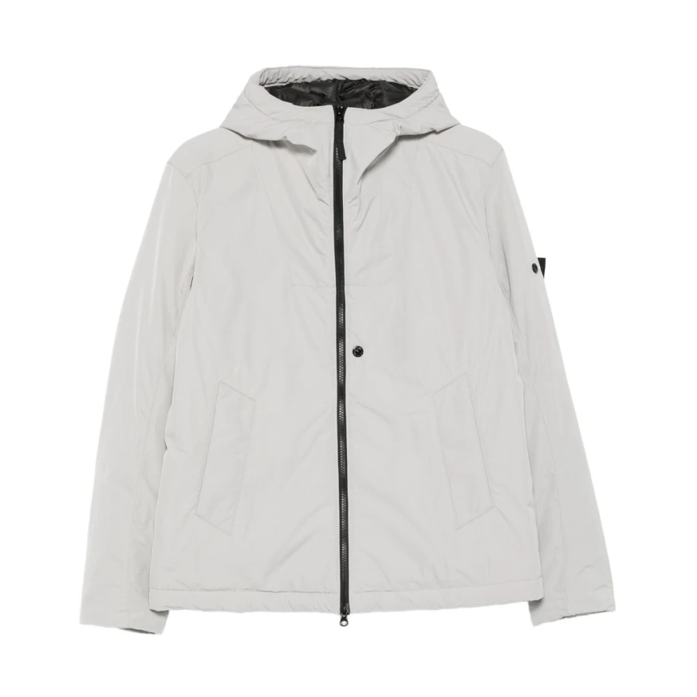 Stone Island Gray Grey Padded Hooded Coat - Male - Light Jackets - L - Jackets