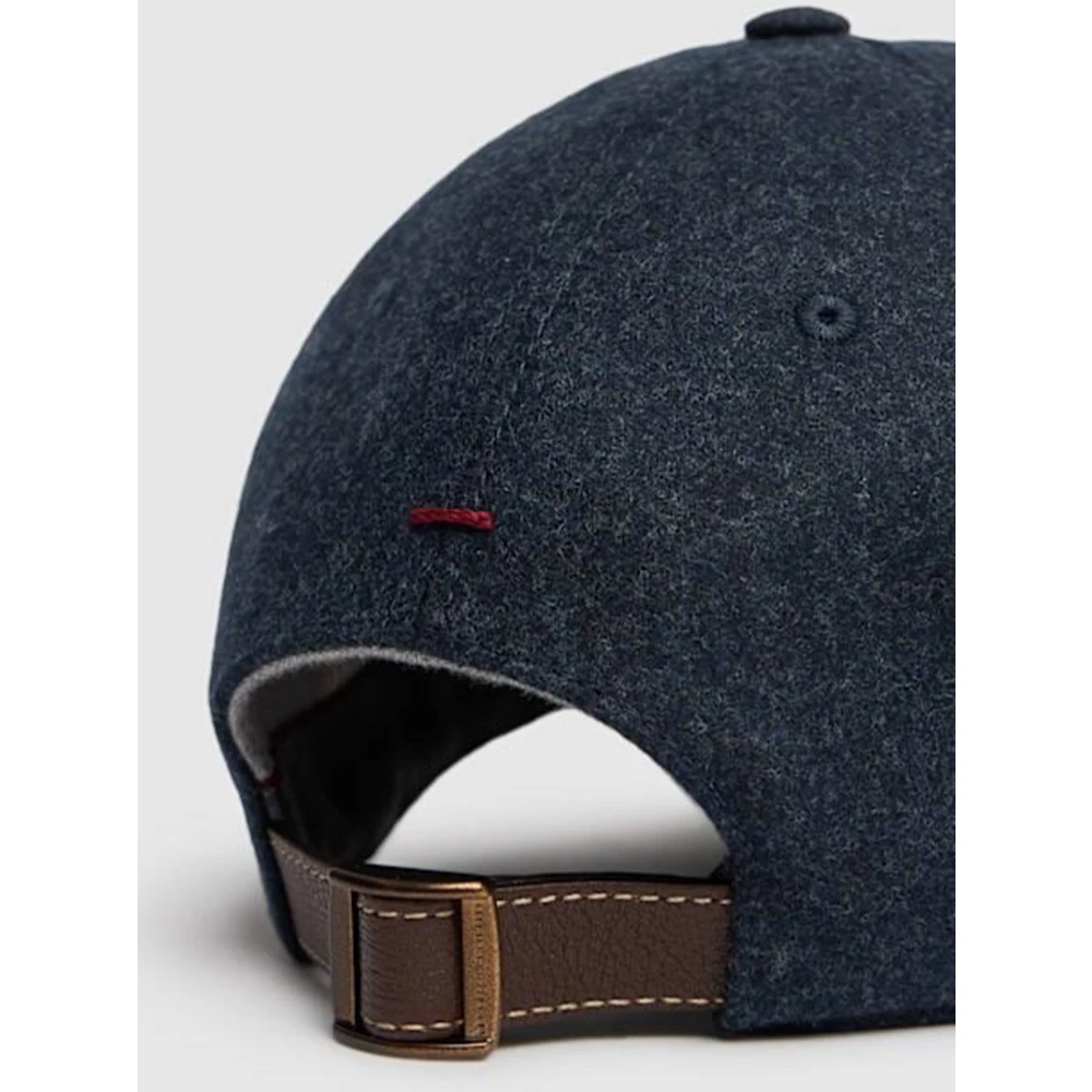 BRUNELLO CUCINELLI Blauwe Wol-Kasjmier Geborduurde Hoed Blue Heren