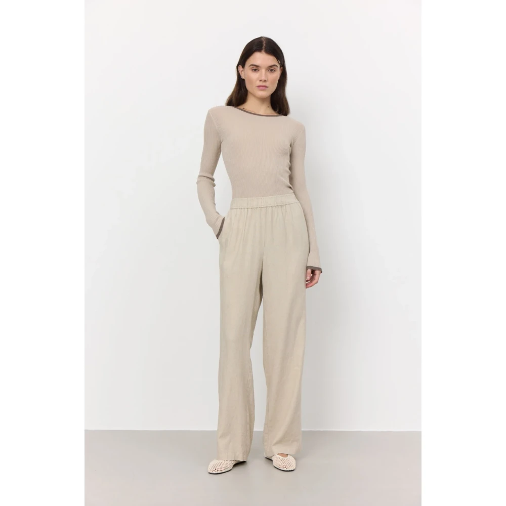 Levete Room Beige Linnen Loszittende Broek Beige Dames