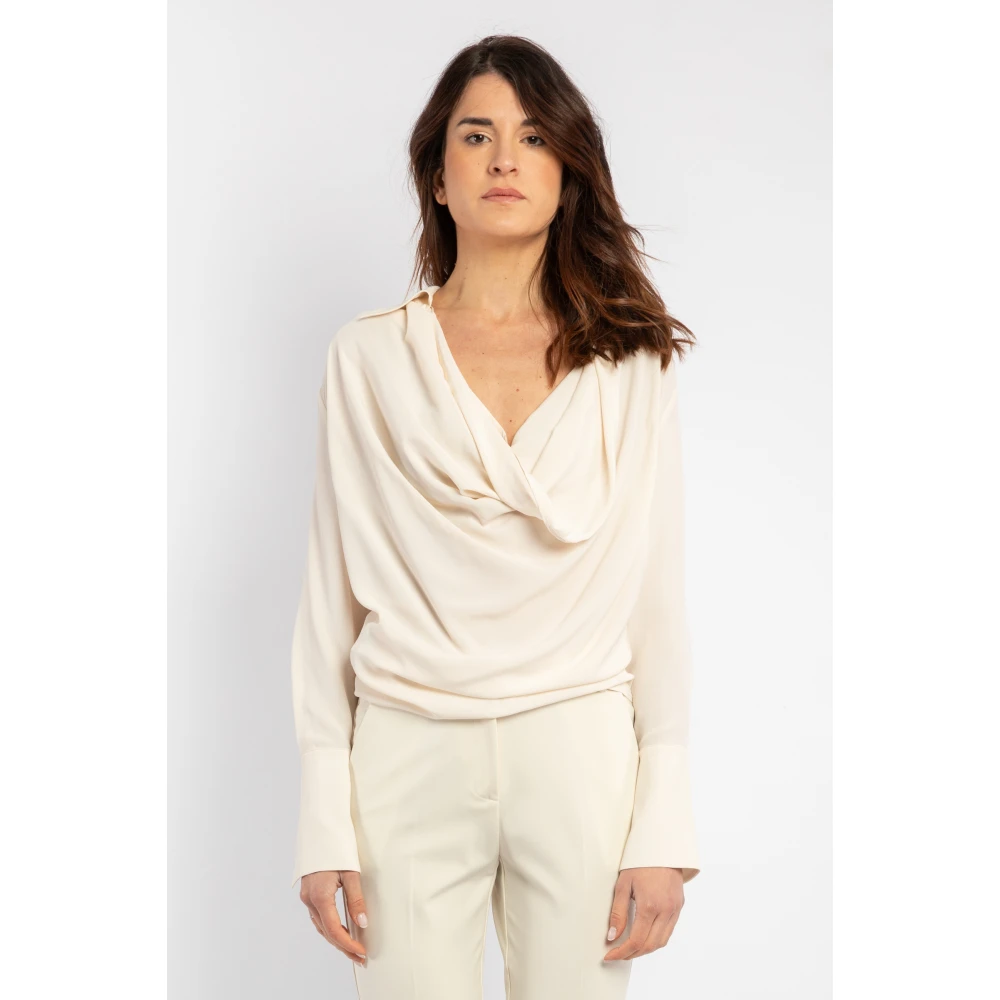 pinko Zijden blend blouse met gedrapeerd volume Pink Dames
