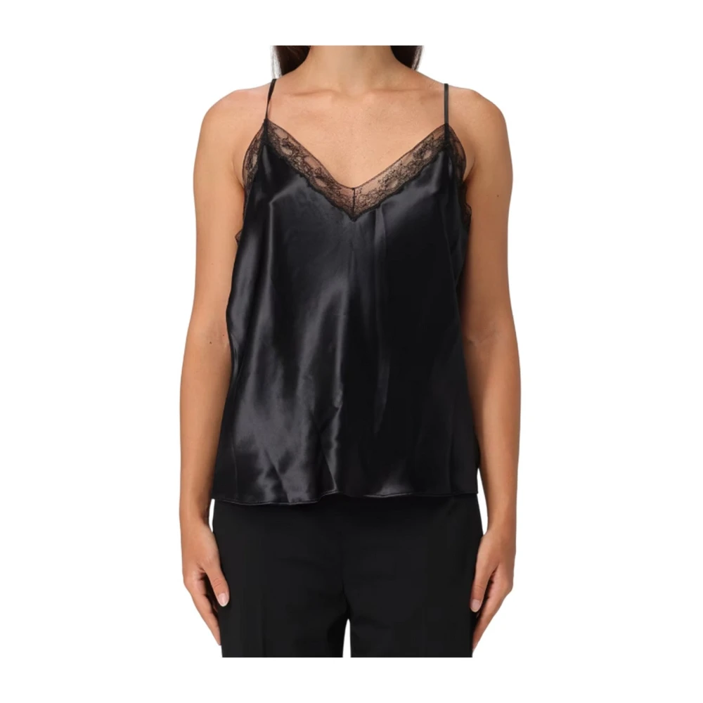 Alberta Ferretti Women's Black Sleeveless Tops, S, Top E Canotte Poliestere