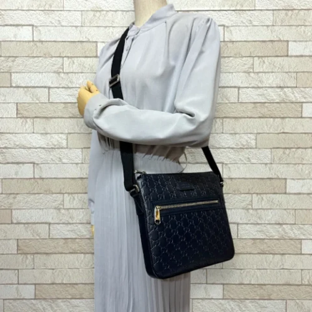 Gucci Vintage Pre-owned Leather shoulder-bags Blue Dames