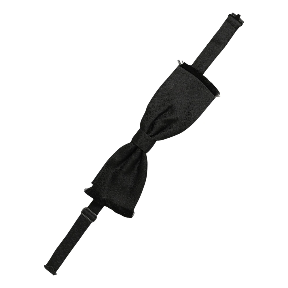 Dolce & Gabbana Men Dark Gray 100% SIlk Adjustable Neck Papillon Bow Tie - Image 2