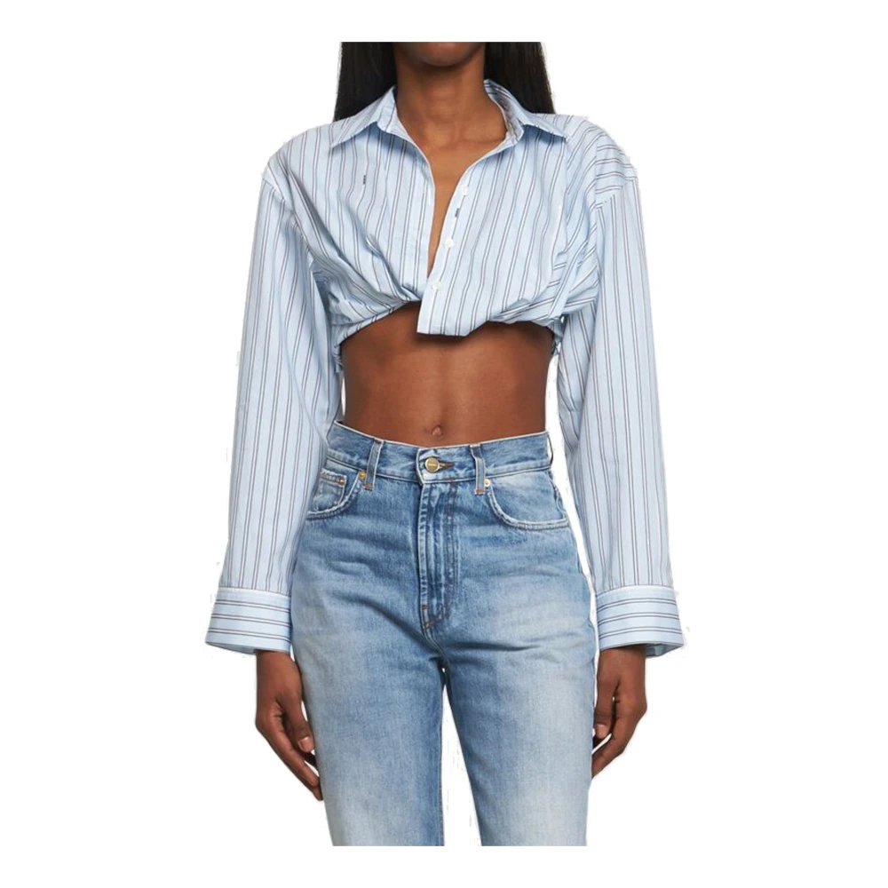 Jacquemus Korte Katoenen Top met Logodetail Blue Dames
