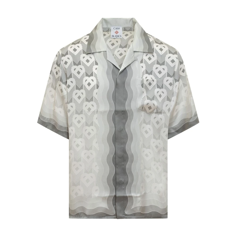 Casablanca Grijze Cubaanse Kraag Shirt Korte Mouwen Gray Heren