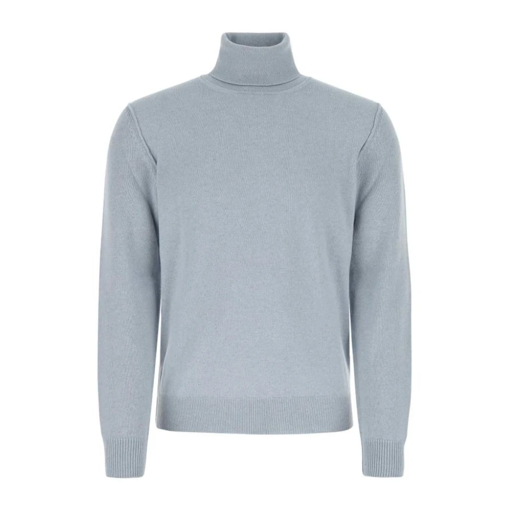 Maison Margiela Turtleneck Sweater, Högkvalitativ stickad tröja för män Blue, Herr