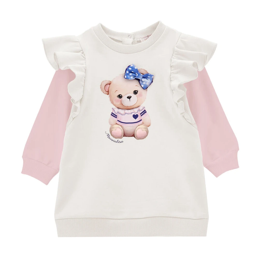 Monnalisa Girls White Cotton Dress - Dresses - 9 M - Kids