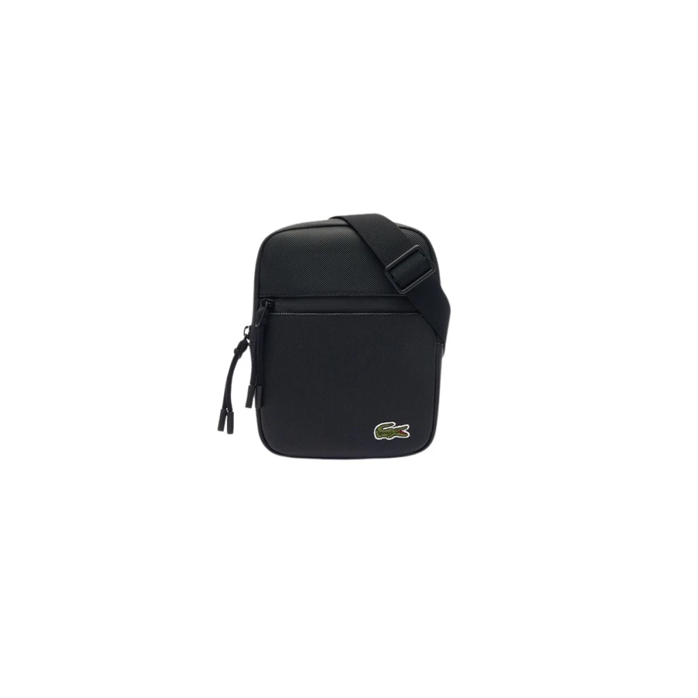 Lacoste Kinderen Canvas Schoudertas met Rits Black Heren