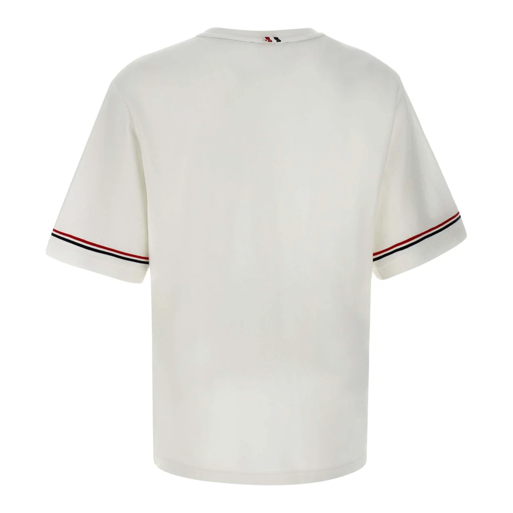Thom Browne Wit Interlock Katoenen T-shirt met Logo White Heren