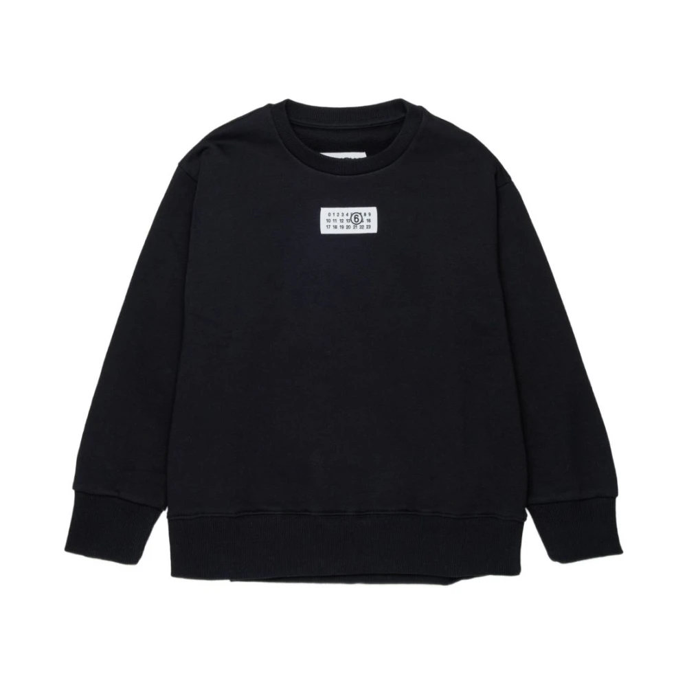 Mm6 Maison Margiela Boys Black Kids Sweatshirts, 14 Y, Felpa Con Applicazione