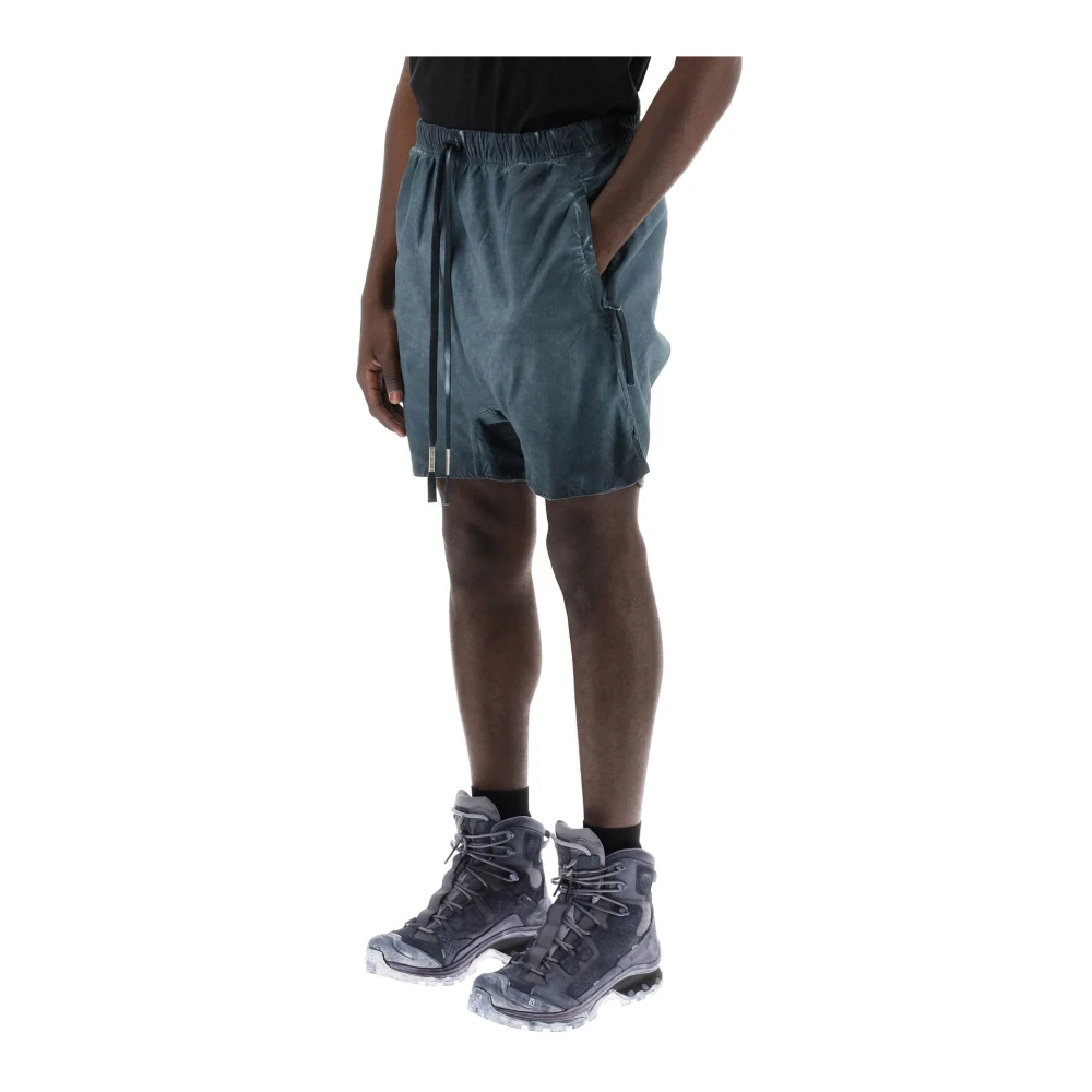 Boris Bidjan Saberi Handgemaakte Baggy Bermuda Shorts in Linnen en Katoen Gray Heren