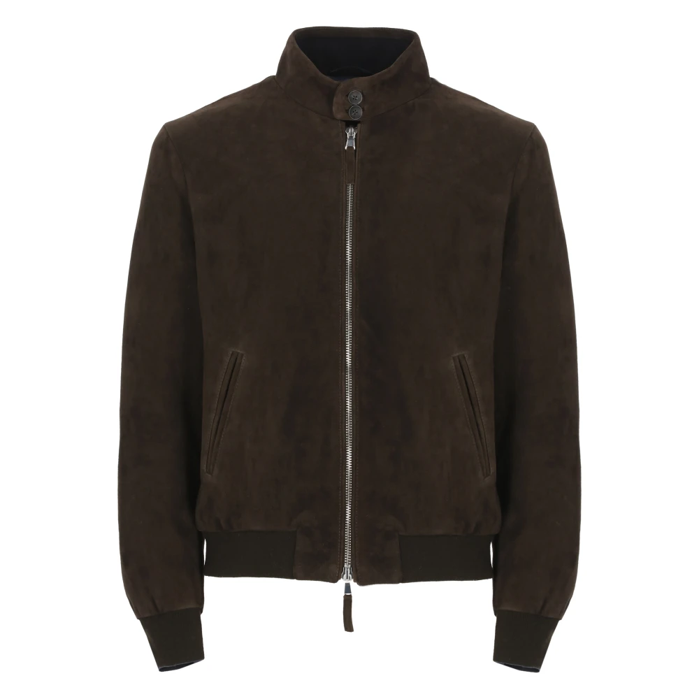 The Jack Leathers Bruine Suède Leren Jas voor Mannen Brown Heren