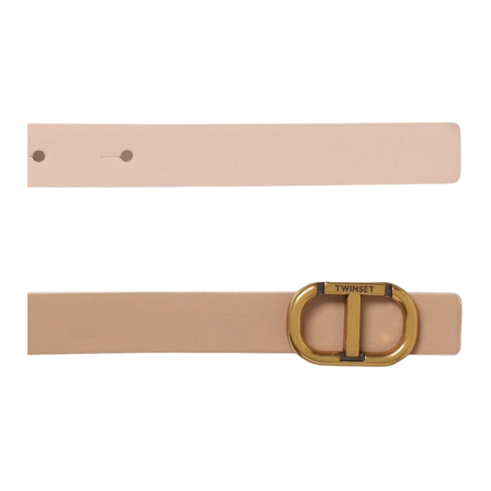Twinset Omkeerbare leren riem met ovale gesp Beige Dames
