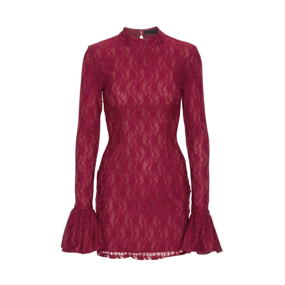 Rotate Birger Christensen Bordeaux Kant Mini Jurk Red Dames