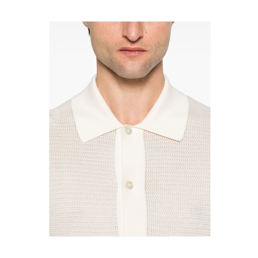 Tom Ford Witte Knoop-Up Korte Mouw Sweater White Heren
