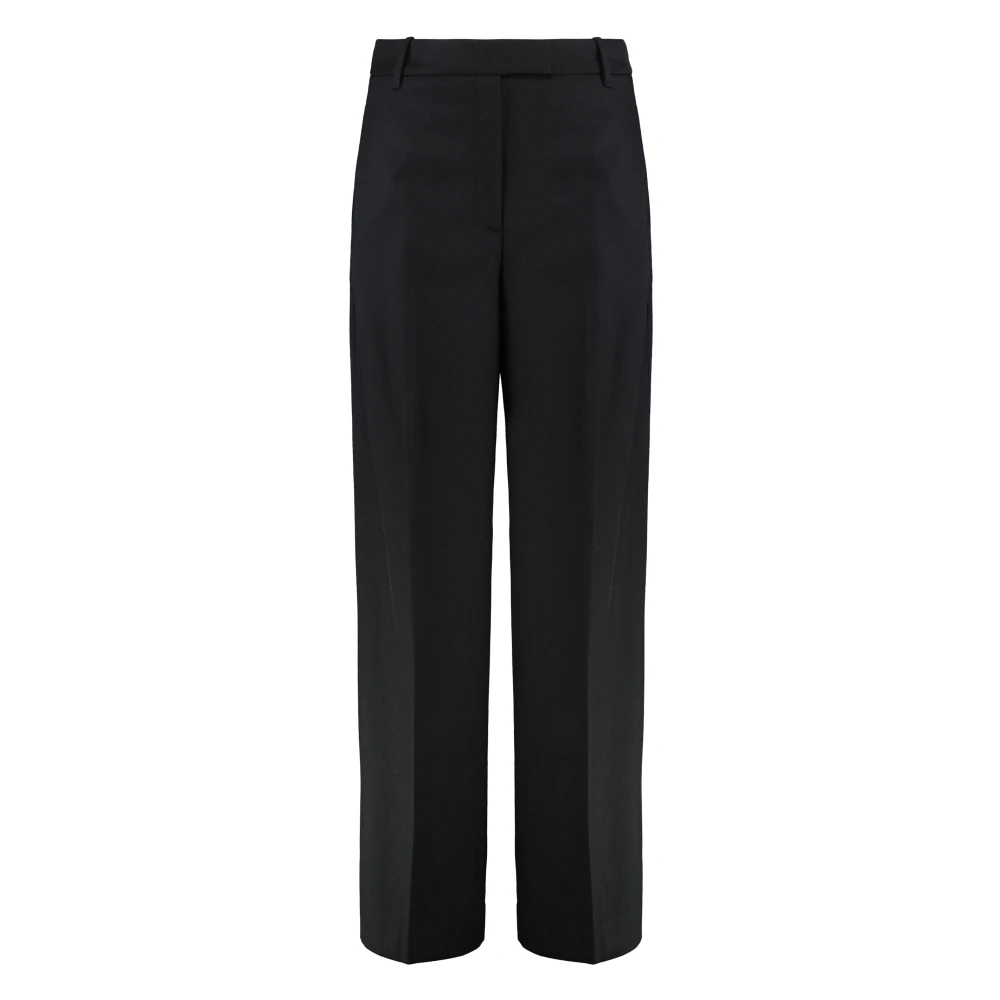 Calvin Klein Black Wool Gabardine Wide Leg Trouser - Female - Wide Trousers - 3XS - Trousers