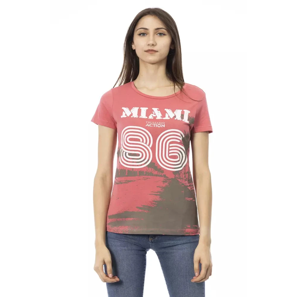 Trussardi Vrouw Roze Action T-Shirt Met Korte Mouwen