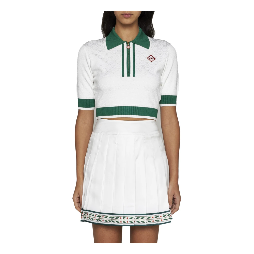 Casablanca Geplooide zijden rok wit groen White Dames