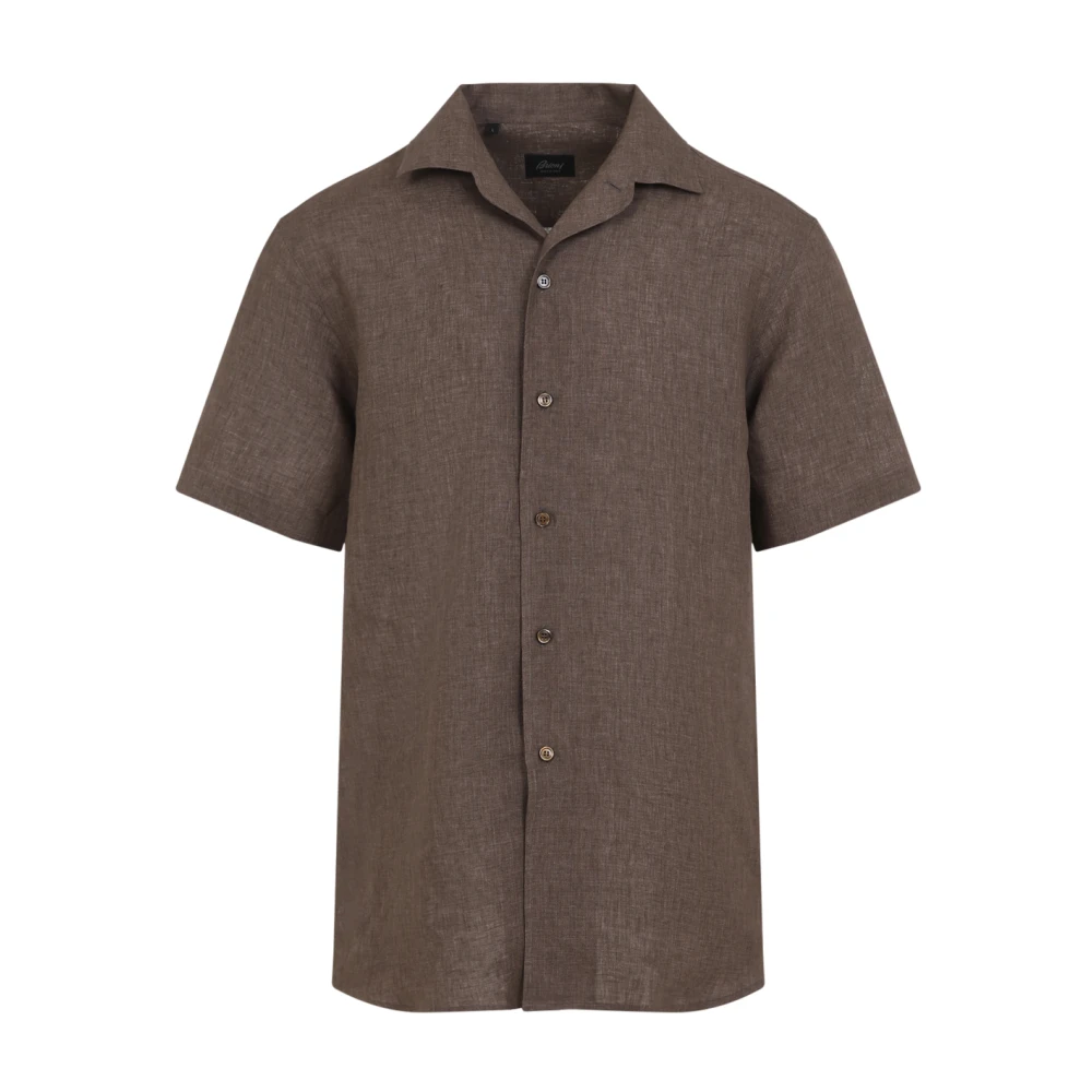 Brioni Teak Regular Korte Mouw Shirt Brown Heren