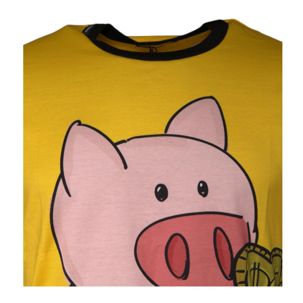Dolce & Gabbana 2019 Jaar van het Varken Katoenen T-shirt Yellow Heren