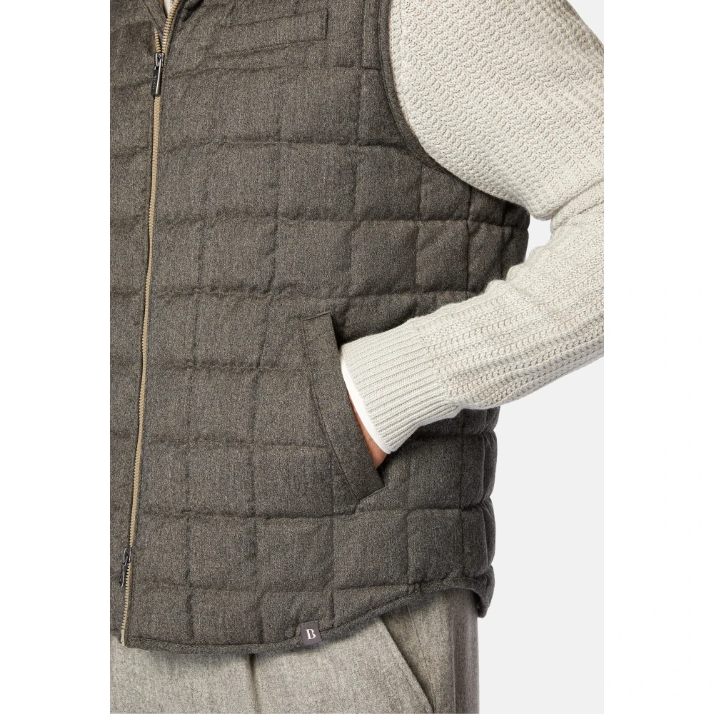 Boggi Milano Flanellen Gilet Gevuld Met Ganzenveren Gray Heren